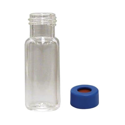 Chromatography Research Supplies 1.8 mL, 9 mm Clear Screw Combo Pack, PTFE/Silicone Rubber Seal (100/pk)